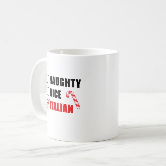 Naughty Nice Italian Christmas Design Kaffeetasse (Vorderseite Links)