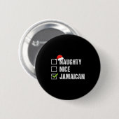 Naughty Nice Jamaican Shirt Santa Hat Christmas Gi Button (Vorne & Hinten)