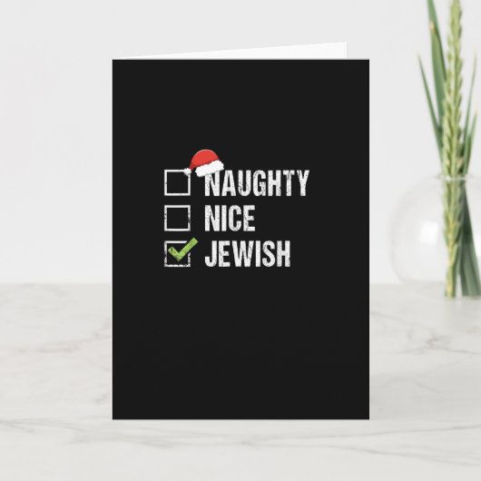 Naughty Nice Jewish Santa Christmas  Karte (Vorderseite)
