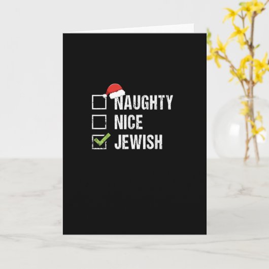 Naughty Nice Jewish Santa Christmas Karte (Gelbe Blume)