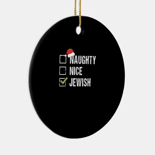 Naughty Nice Jewish Santa Christmas Keramik Ornament (Rechts)