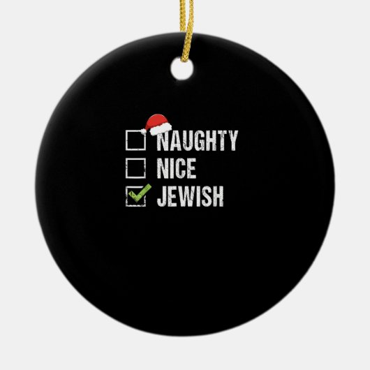 Naughty Nice Jewish Santa Christmas Keramik Ornament (Vorne)