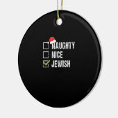 Naughty Nice Jewish Santa Christmas Keramik Ornament (Links)
