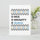 Naughty Nice Jewish Santa Christmas Ugly Sweater Dankeskarte (Stehend Vorderseite)