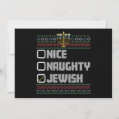 Naughty Nice Jewish Santa Ugly Christmas Hanukkah Einladung (Vorderseite)