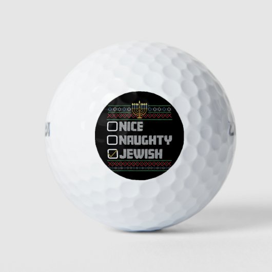 Naughty Nice Jewish Santa Ugly Christmas Hanukkah Golfball (Vorderseite)