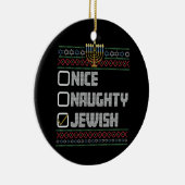 Naughty Nice Jewish Santa Ugly Christmas Hanukkah Keramik Ornament (Rechts)