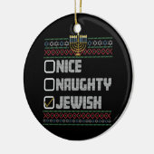Naughty Nice Jewish Santa Ugly Christmas Hanukkah Keramik Ornament (Links)