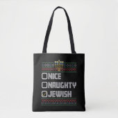 Naughty Nice Jewish Santa Ugly Christmas Hanukkah Tasche (Vorderseite)