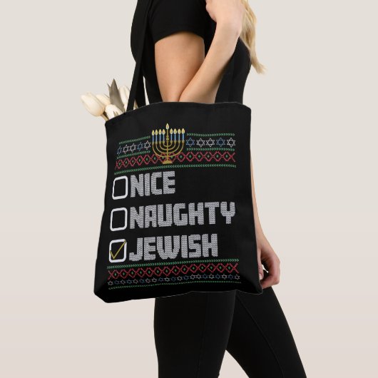 Naughty Nice Jewish Santa Ugly Christmas Hanukkah Tasche (Von Nahem)