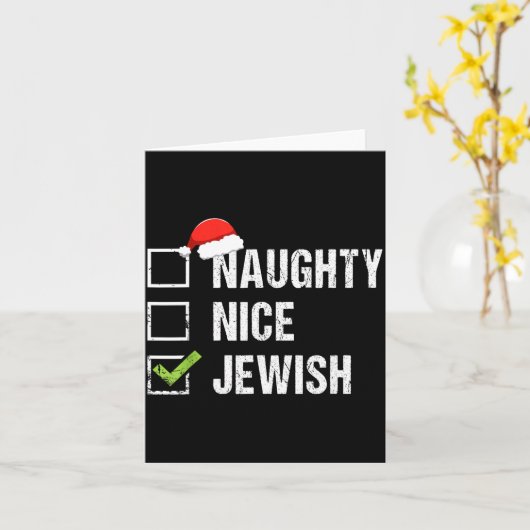 Naughty Nice Jewish Shirt Santa Jew Christmas Gift Karte (Gelbe Blume)