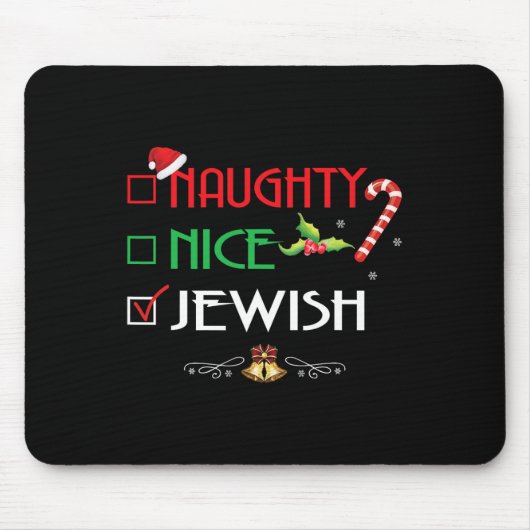 Naughty Nice Jüdische Gruppe Matching Weihnachtsge Mousepad (Vorne)