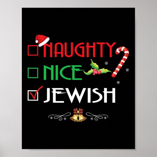 Naughty Nice Jüdische Gruppe Matching Weihnachtsge Poster (Vorne)