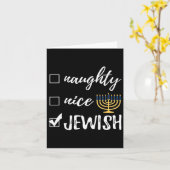 Naughty Nice Juwish Funny Ugshire Christmas Hanukk Karte (Gelbe Blume)