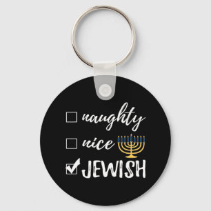 Naughty Nice Juwish Funny Ugshire Christmas Hanukk Schlüsselanhänger