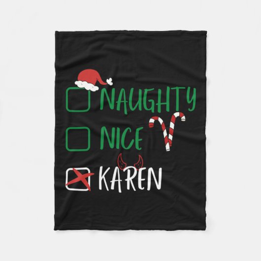 Naughty Nice Karen Weihnachtslustige Weihnachtslis Fleecedecke (Vorderseite)