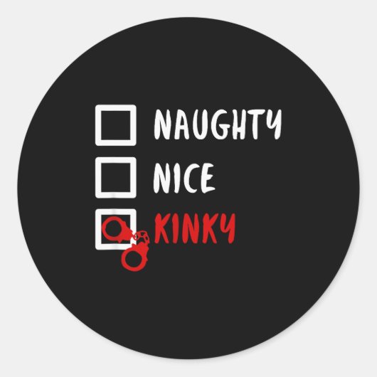 Naughty Nice Kinky Christmas List Santa Hanuffs Gi Runder Aufkleber (Vorderseite)
