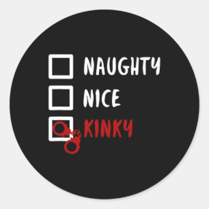 Naughty Nice Kinky Weihnachtsliste Santa Handcuffs Runder Aufkleber