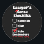 Naughty Nice Lawyer Christmas Checkliste Ugly Swea Runder Aufkleber<br><div class="desc">Naughty Nice Lawby Christmas Checkliste Ugly Sweater Party 1</div>