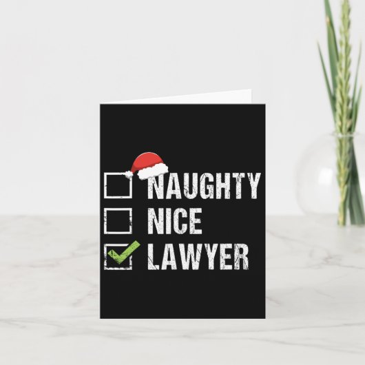 Naughty Nice Lawyer Weihnachtsmannmütze Law Weihna Karte (Vorderseite)