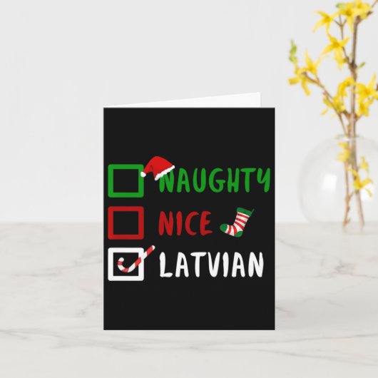 Naughty Nice Lettisch Funny Lettland Weihnachten W Karte (Gelbe Blume)