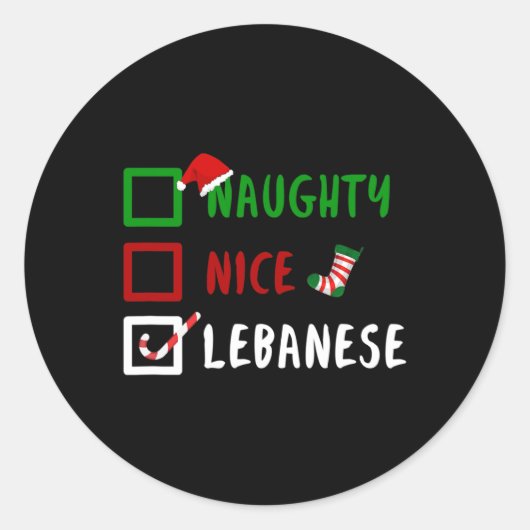 Naughty Nice Libanon Funny Libanon Weihnachtsgesan Runder Aufkleber (Vorderseite)