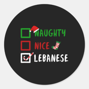 Naughty Nice Libanon Funny Libanon Weihnachtsgesan Runder Aufkleber