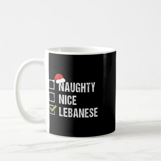 Naughty Nice Libanon Weihnachtsgeschenk Kaffeetasse (Links)