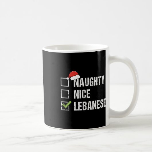 Naughty Nice Libanon Weihnachtsgeschenk Kaffeetasse (Rechts)