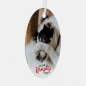 Naughty Nice List 2 Foto Hund Ornament Aus Metall (Vorderseite Rechts)