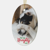 Naughty Nice List Hund 2 Foto Keramik Ornament (Links)