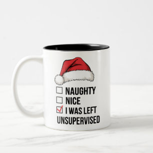 Naughty Nice List I wurde unbeaufsichtigt Weihnach Zweifarbige Tasse