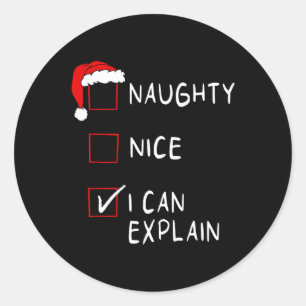 Naughty Nice List kann ich erklären Weihnachten Mä Runder Aufkleber