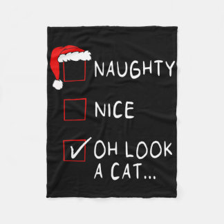 Naughty Nice Liste Oh sieh eine Katze Xmas Männer Fleecedecke
