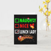Naughty Nice Lunch Lady Funny Christmas Karte (Gelbe Blume)