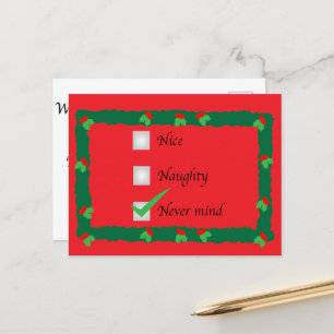 Naughty Nice Macht nichts aus Urlaub Gruß Feiertagspostkarte