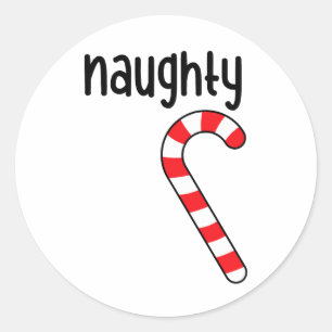 Naughty Nice Matching Paares Weihnachten Pajamas Runder Aufkleber
