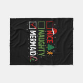 Naughty Nice Mermaid Christmas Pajamas Santa Claus Fleecedecke (Vorderseite (Horizontal))