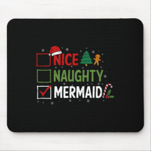 Naughty Nice Mermaid Christmas Pajamas Santa Claus Mousepad