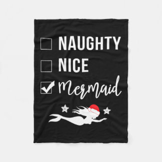 Naughty Nice Mermaid Funny Mermaid Weihnachten Fleecedecke