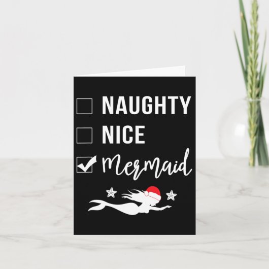 Naughty Nice Mermaid Funny Mermaid Weihnachten Karte (Vorderseite)