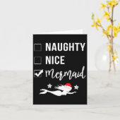 Naughty Nice Mermaid Funny Mermaid Weihnachten Karte (Gelbe Blume)