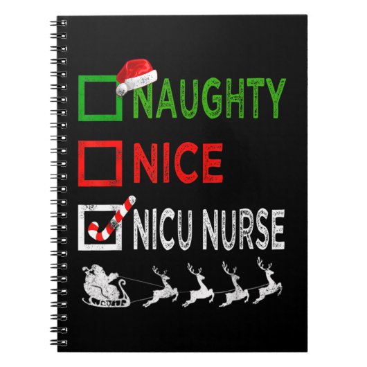 Naughty Nice Nicu Nurse Christmas Pajamas Funny Sa Notizblock (Vorderseite)