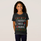 Naughty Nice Nurse Xmas Santa Ugly Sweater Funny C T-Shirt (Vorne ganz)