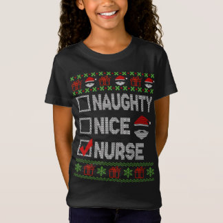 Naughty Nice Nurse Xmas Santa Ugly Sweater Funny C T-Shirt