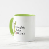 Naughty, Nice oder Grinch Tasse (Vorderseite Links)