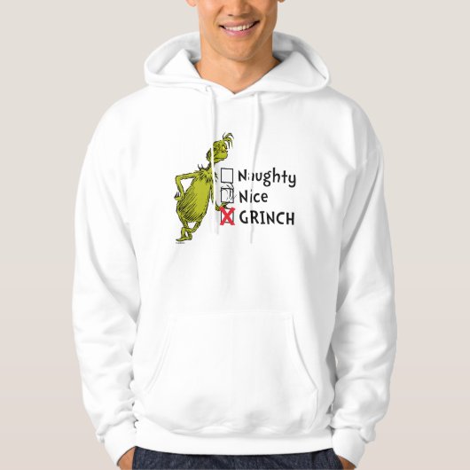 Naughty, Nice oder Grinch Zitat Hoodie (Vorderseite)