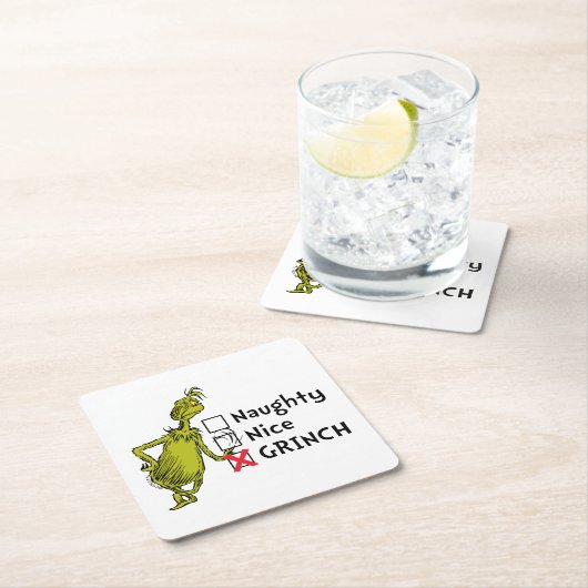 Naughty, Nice oder Grinch Zitat Rechteckiger Pappuntersetzer (Vor Ort)