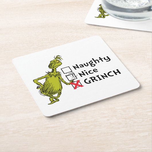 Naughty, Nice oder Grinch Zitat Rechteckiger Pappuntersetzer (angewinkelt)