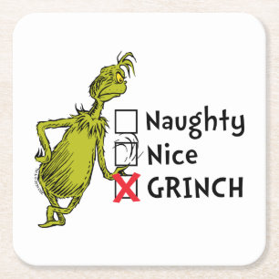 Naughty, Nice oder Grinch Zitat Rechteckiger Pappuntersetzer